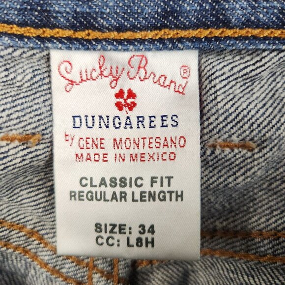 Lucky Brand Jeans 34x32 Blue Classic Fit Denim Distressed Vintage Baggy Y2K 90's - Picture 7 of 12